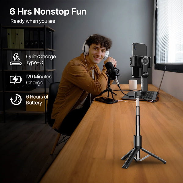 IZI GO X Lite Smartphone Gimbal Stabilizer with Built in Extendable Telescopic Rod | AI Tracking & Remote Control | 6H Battery | 310g Payload - Image 7